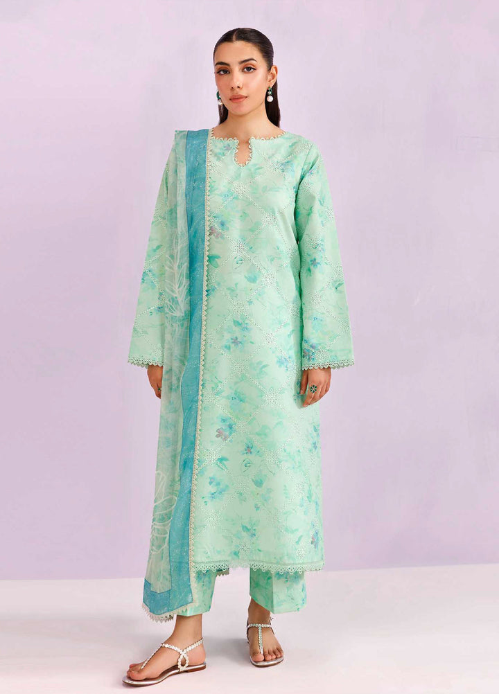 Farasha Unstitched Embroidered Lawn 3 Piece Suit FSH26UL D-9 Mint Pine - Summer Collection