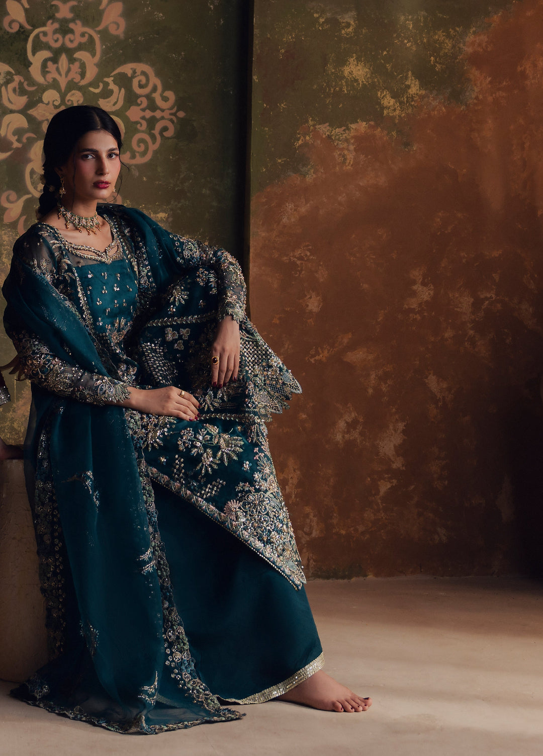 Jahan Ara by Zarposh Unstitched Embroidered Organza 3 Piece Suit ZP26UWJ Guleen - Wedding Collection
