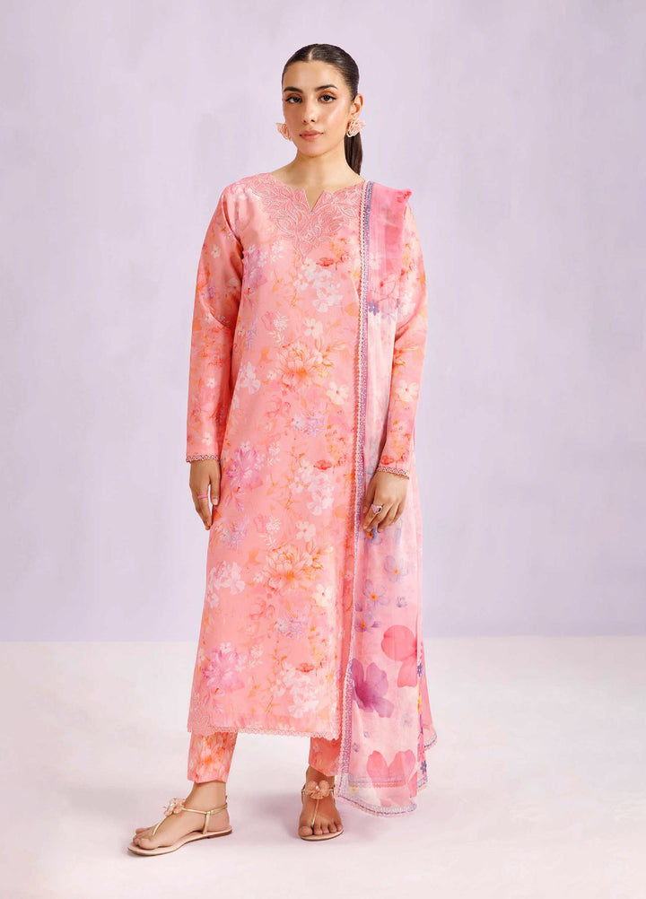 Farasha Unstitched Embroidered Lawn 3 Piece Suit FSH26UL D-8 Blush Satin - Summer Collection