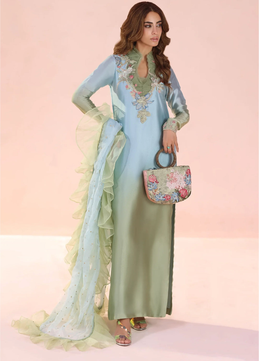 Eterna by Musferah Saad Pret Embroidered Tissue Silk 2 Piece Pastel Mirage - Festive Collection