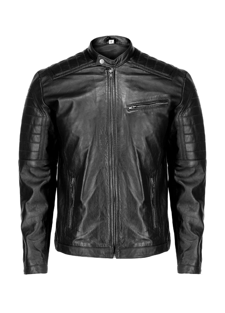 Cafe Racer Black Mens Pure Sheep Leather Jacket