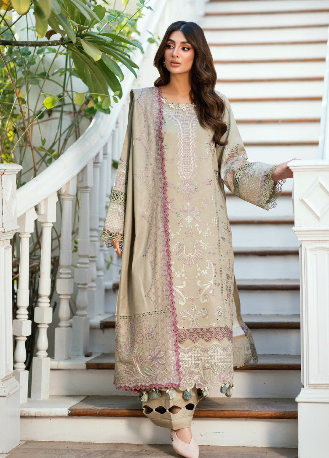 Florent Serenity Embroidered Woolen Shawls Unstitched Dobby Suits 3 Piece FL25WS FL-7A - Winter Collection