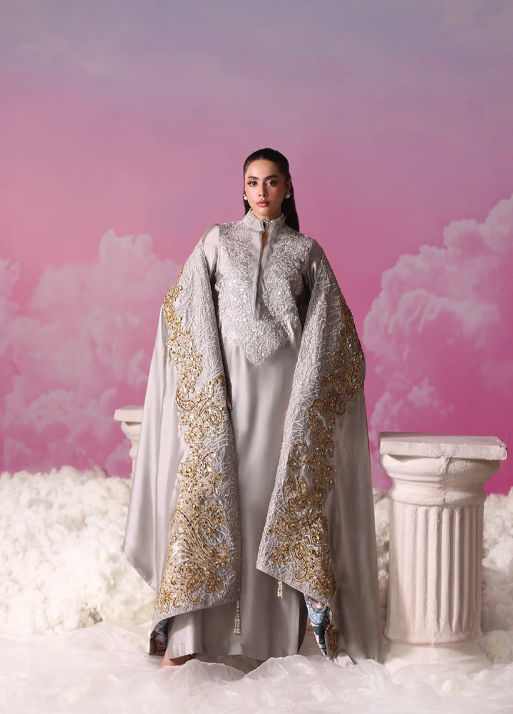 Mount Olypus by Musferah Saad Pret Embroidered Tissue Silk 2 Piece Lunar Mist - Festive Collection