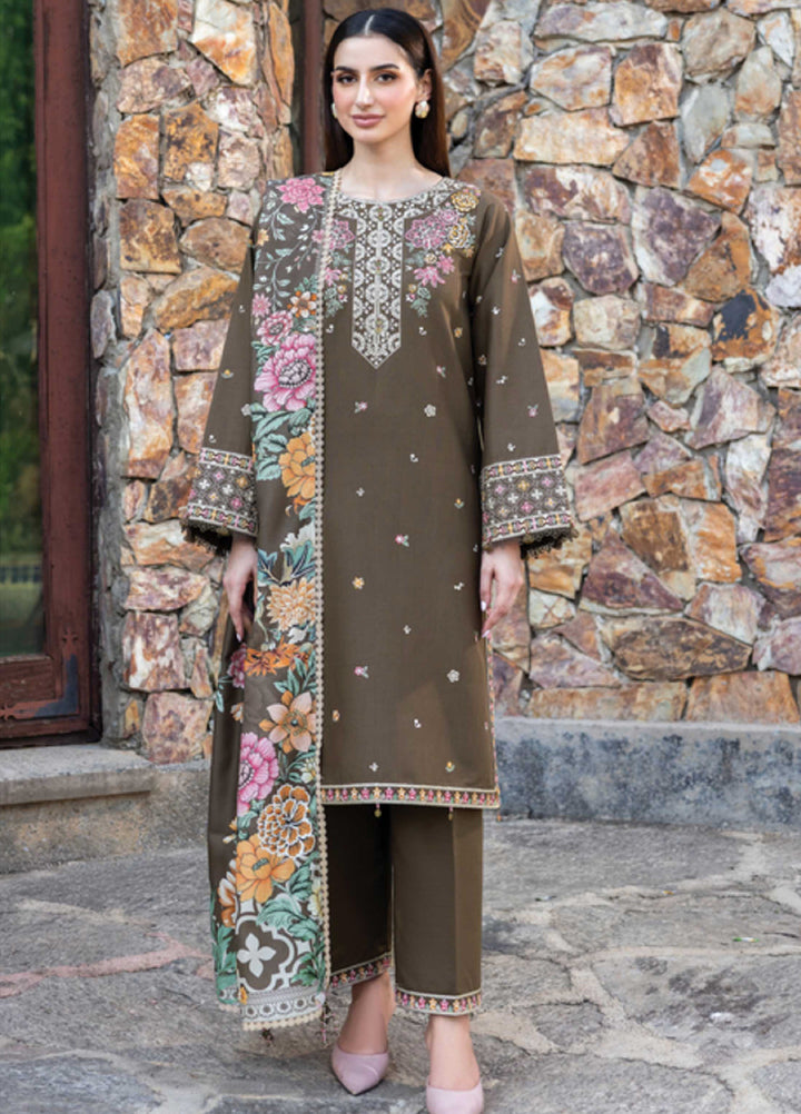 Eminence by Farasha Embroidered Khaddar Suits Unstitched 3 Piece FSH25FW D-08 Sandlit - Winter Collection