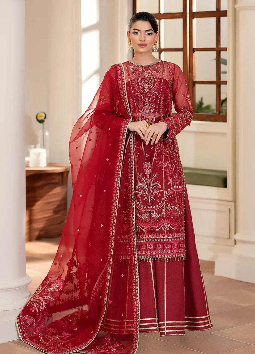 Yashfa Unstitched Hand Work Organza 4 Piece Suit BANUKSHA - Wedding Collection