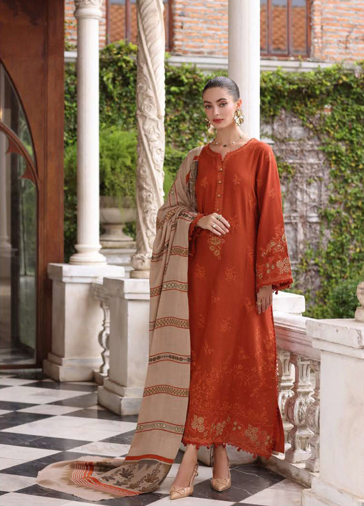 Noor by Saadia Asad Unstitched Khaddar Pashmina Shawl Embroidered Suits 3 Piece NSA25PW D10-Rustique - Winter Collection