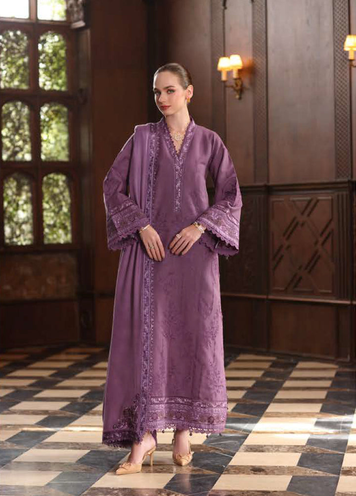 Noor by Saadia Asad Unstitched Khaddar Pashmina Shawl Embroidered Suits 3 Piece NSA25PW D6-Serenity - Winter Collection