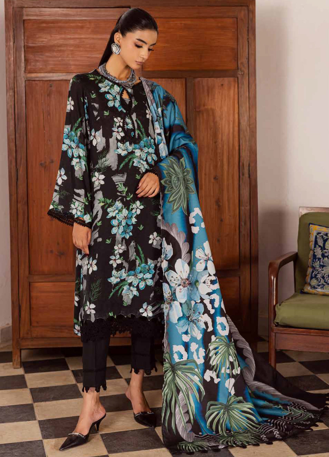 Signature Prints by Nureh Unstitched Linen Jacquard Suits 3 Piece NU25LJ SP-194 - Winter Collection