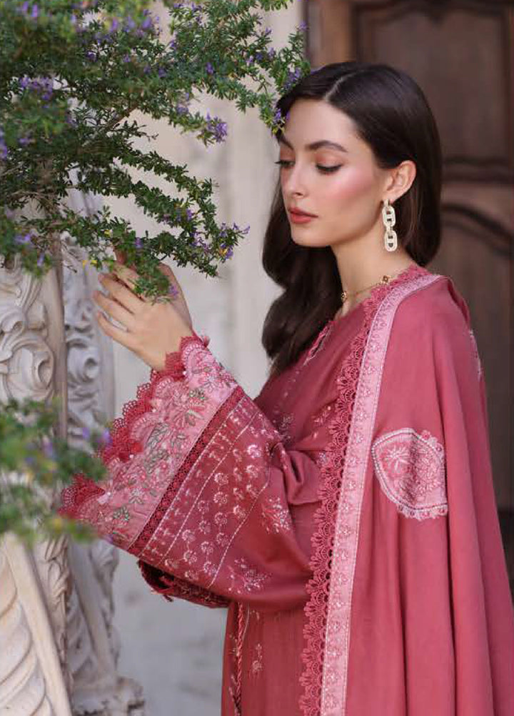 Noor by Saadia Asad Unstitched Khaddar Pashmina Shawl Embroidered Suits 3 Piece NSA25PW D8-Sienna - Winter Collection