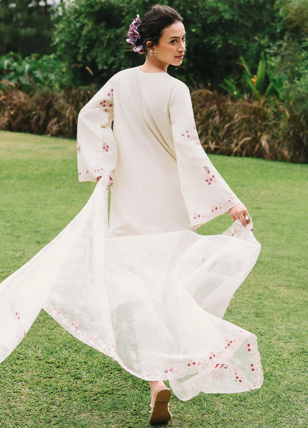 Cross Stitch Unstitched Embroidered Lawn 3 Piece Suit CS26ULE Caramel Cream - Eid Collection
