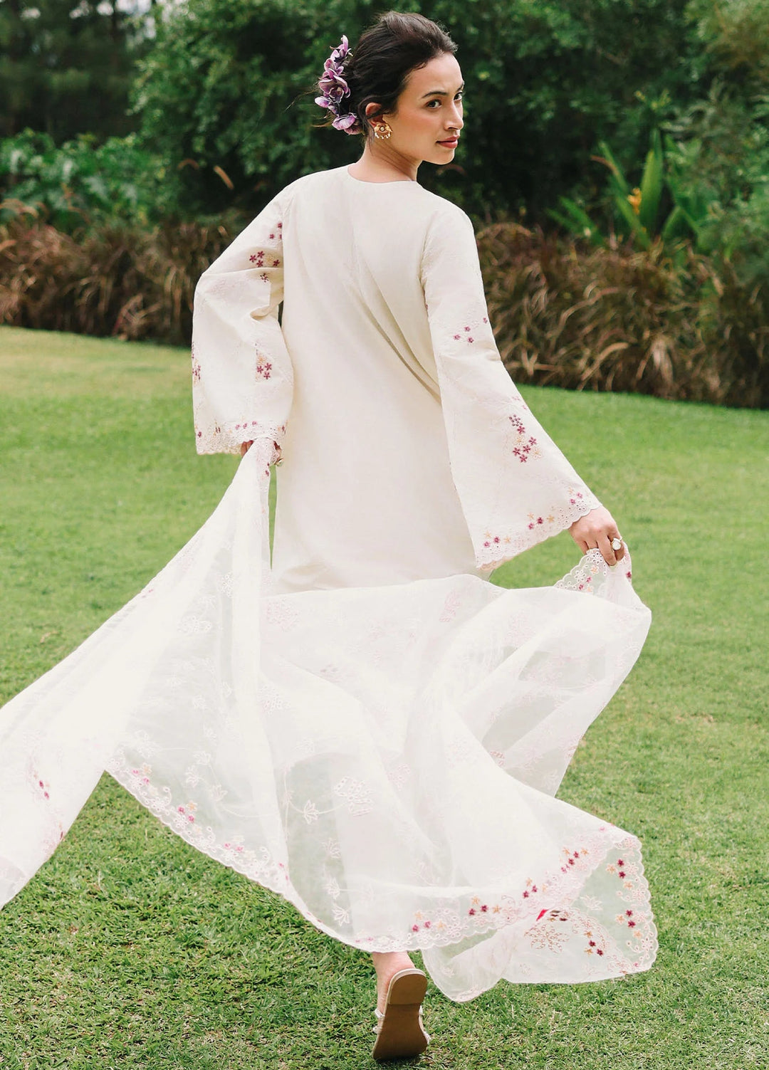 Cross Stitch Unstitched Embroidered Lawn 3 Piece Suit CS26ULE Caramel Cream - Eid Collection