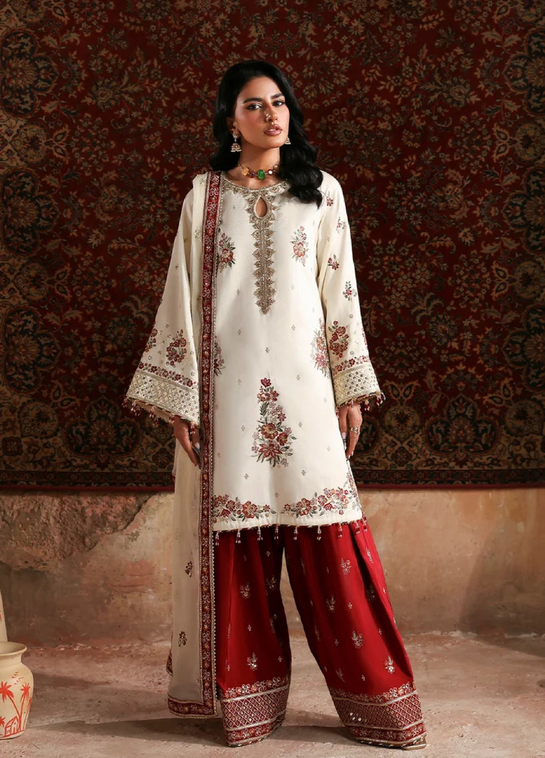 Afsana E Silk by Emaan Adeel Unstitched Embroidered Raw Silk 3 Piece Suit Rukhsar - Festive Collection
