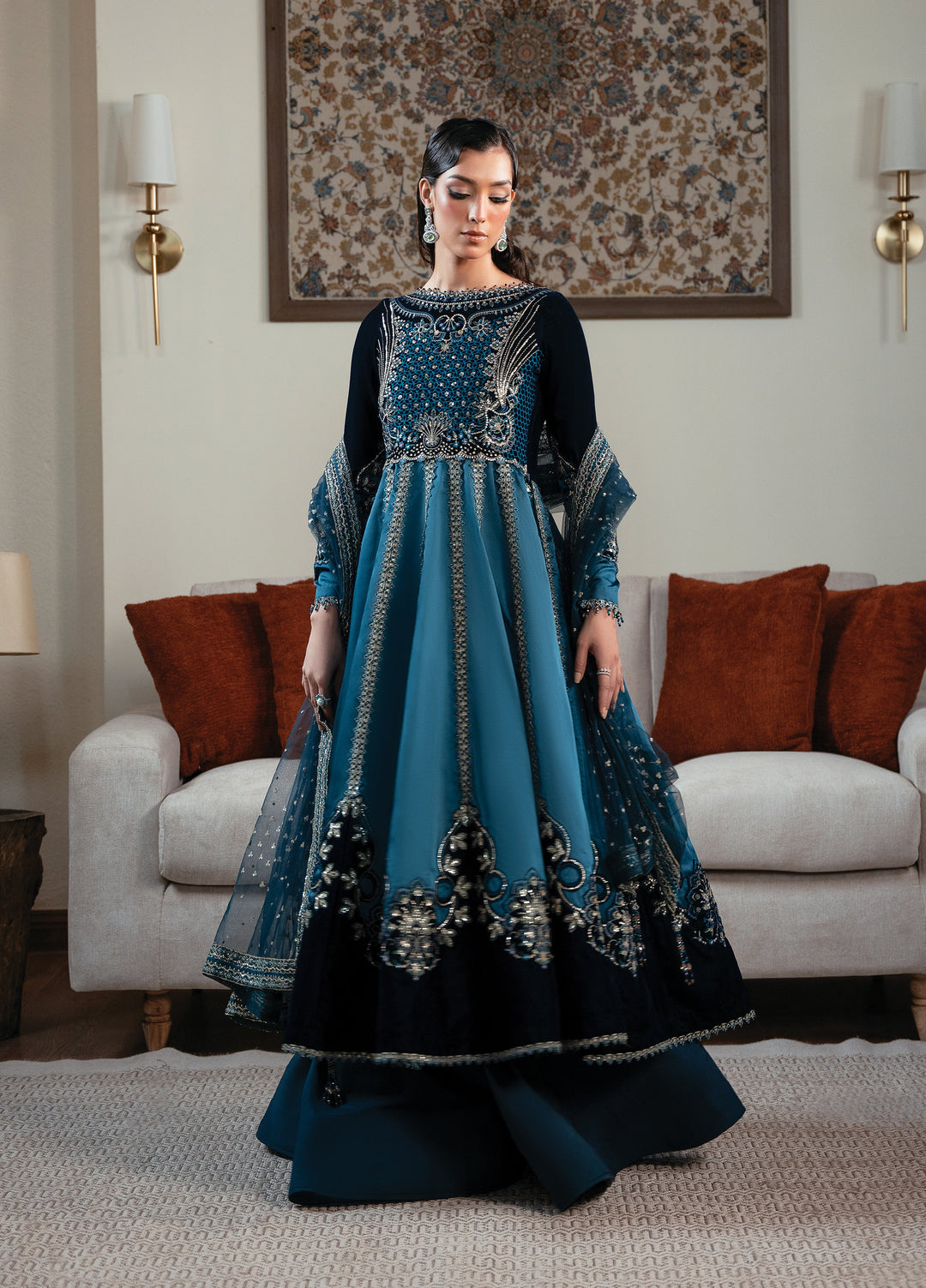 Solene By Faiza Faisal Embroidered Velvet Suits Unstitched 3 Piece FF25SV WS25-0450 - Festive Collection