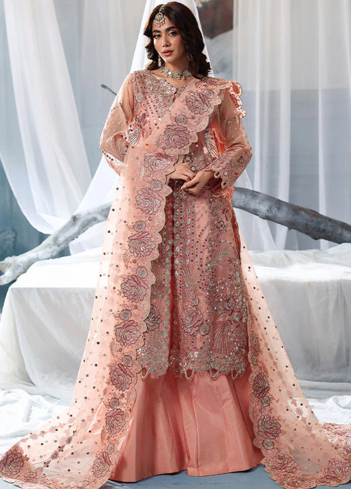 Zynoria by Saffron Unstitched Organza Embroidered Suits 3 Piece SFR25Z Carnelian - Festive Collection