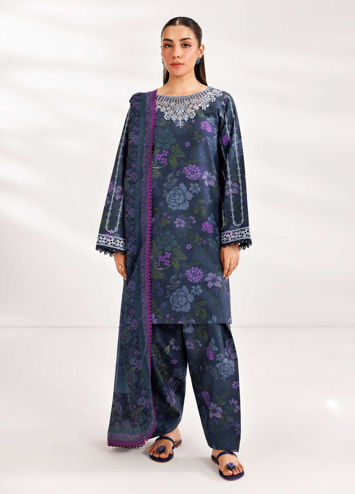 Farasha Unstitched Embroidered Lawn 3 Piece Suit FSH26UL D-2 Forest Moss - Summer Collection