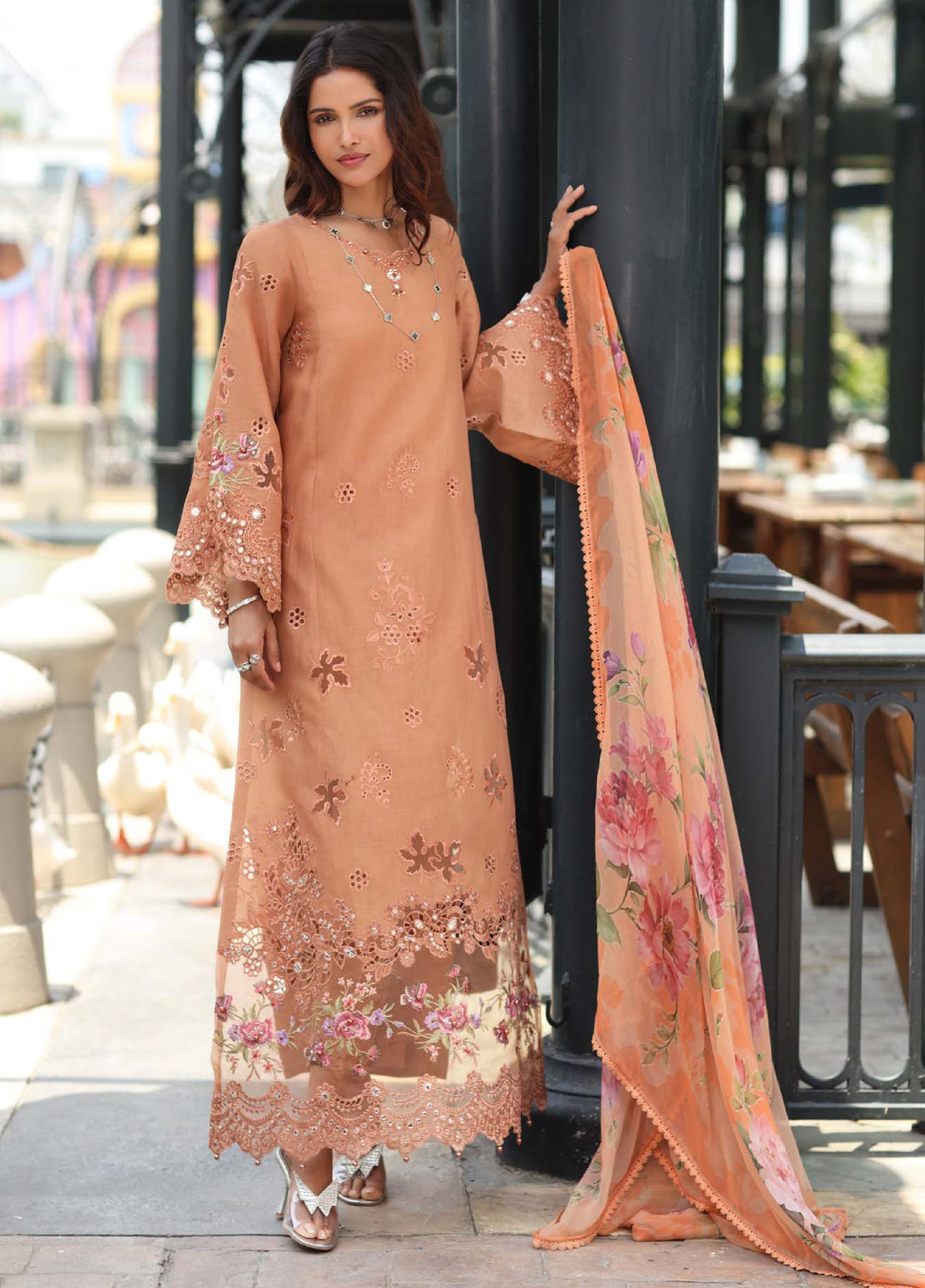 Noor Luxe by Saadia Asad Unstitched Chikankari Embroidered Lawn 3 Piece Suit SA26UNL D-6 PEONIA - Summer Collection
