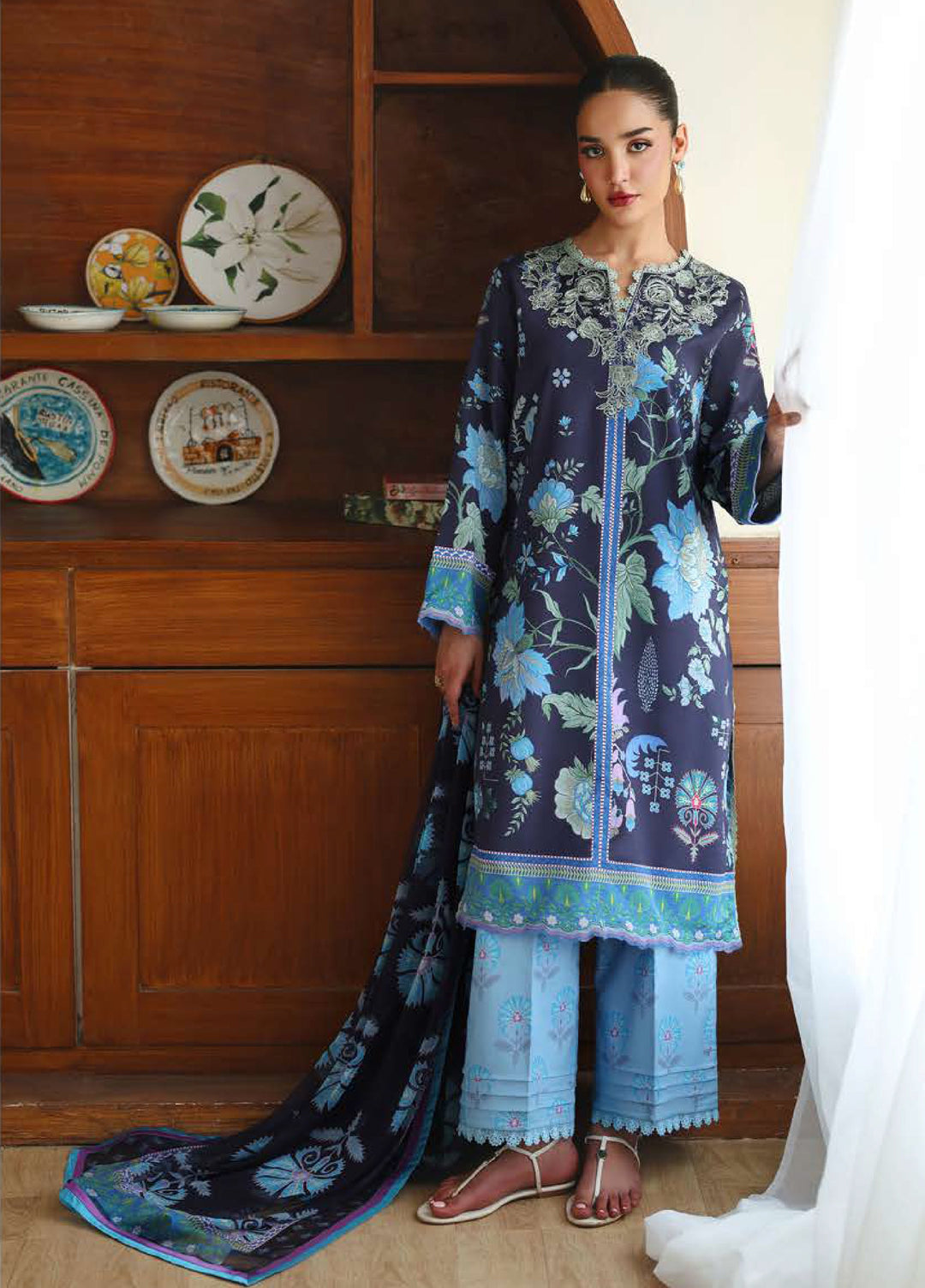 Eclat Garden by Roheenaz Unstitched Printed Lawn 3 Piece Suit RN26UEL Orchid Meadow - Summer Collection