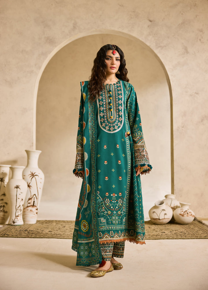Zync by Florent One Nation Unstitched Khaddar Embroidered Suits 3 Piece FL25ON FL-1B - Winter Collection