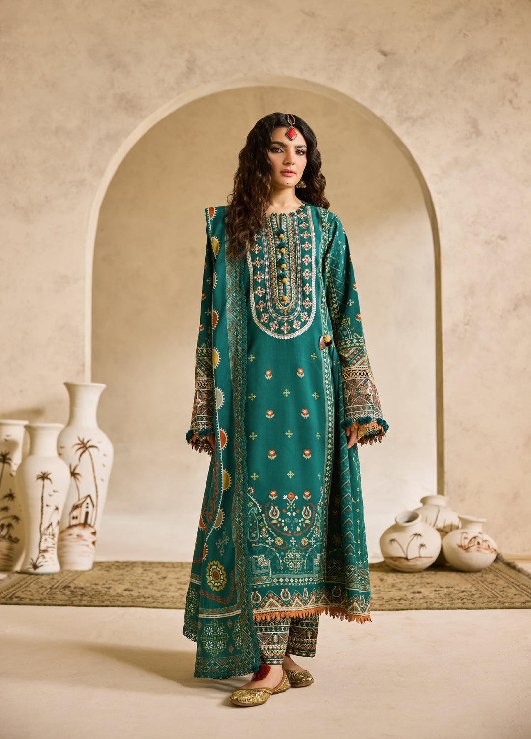 Zync by Florent One Nation Unstitched Khaddar Embroidered Suits 3 Piece FL25ON FL-1B - Winter Collection