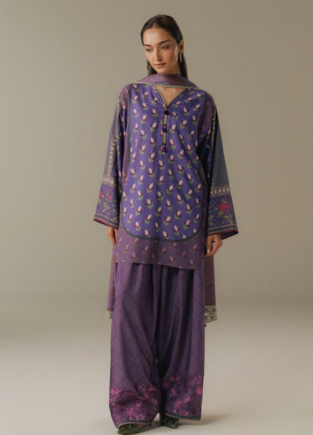 Coco by Zara Shahjahan Prints Unstitched Linen Suits 3 Piece CZS25PW Soft Current D-7A - Winter Collection