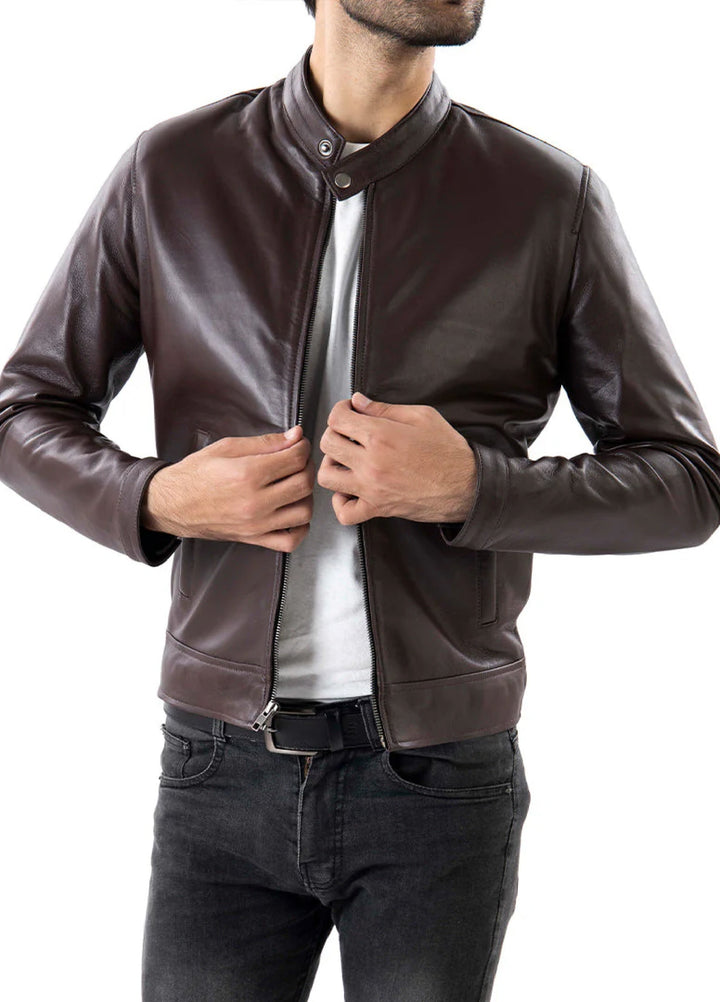 Brown Mens Pure Sheep Leather Jacket