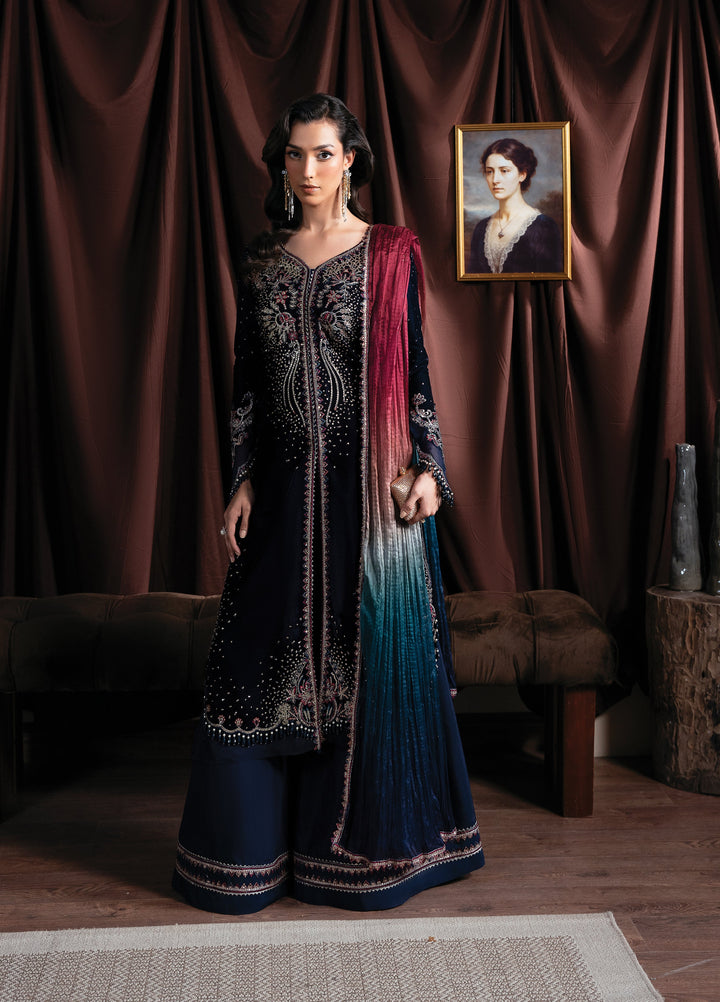 Solene By Faiza Faisal Embroidered Velvet Suits Unstitched 3 Piece FF25SV WS25-0446 - Festive Collection