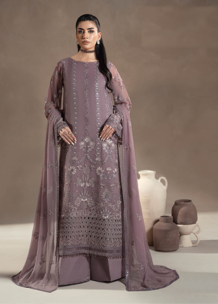 Afsanah by Lavish Premium Unstitched Chiffon Embroidered Suits 3 Piece LV25AC MAUVE MYSTIQUE-09 - Festive Collection