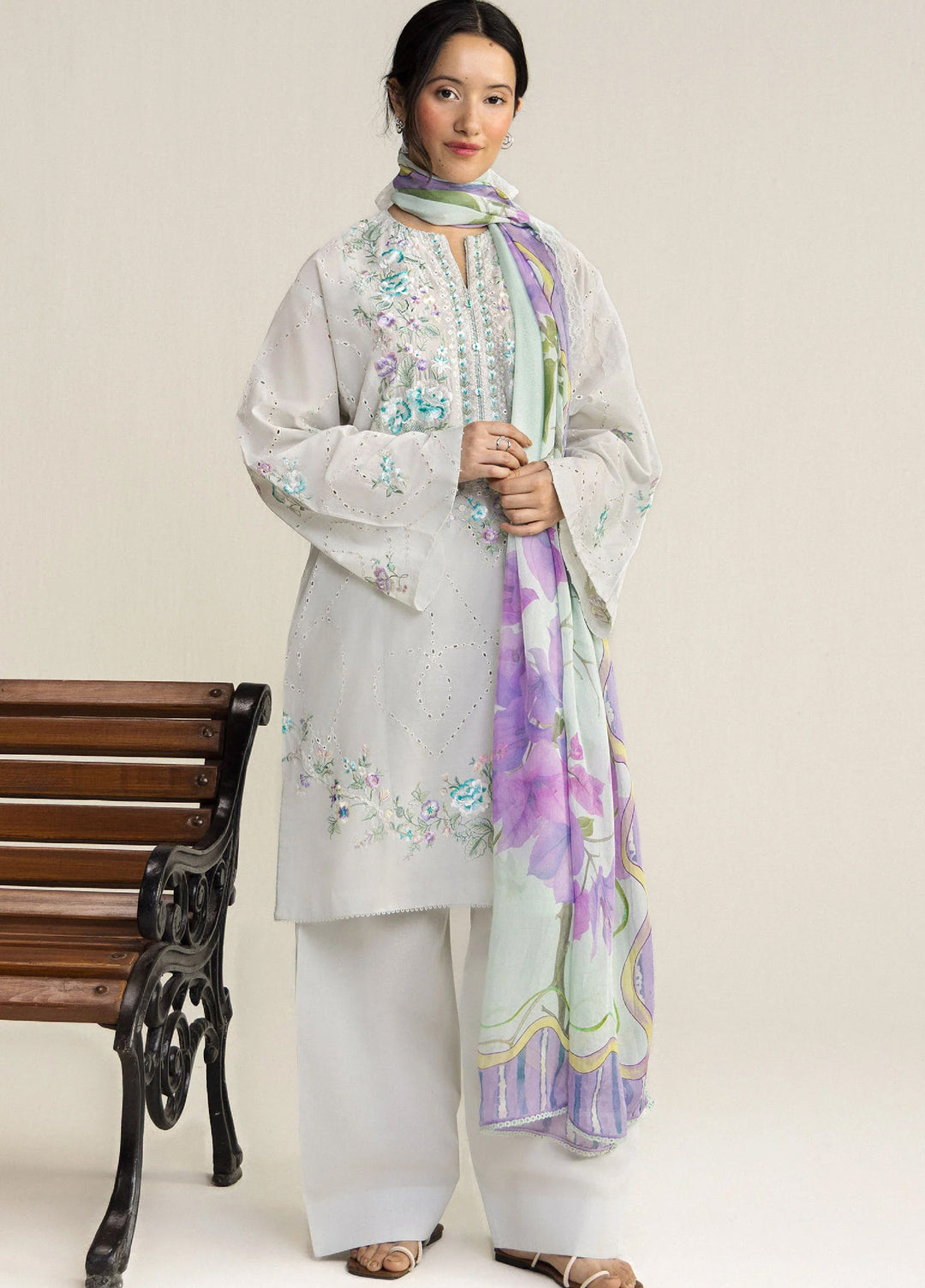 Coco by Zara Shahjahan Unstitched Embroidered Lawn 3 Piece Suit CZS26UCLP LUNE-2A - Eid Collection