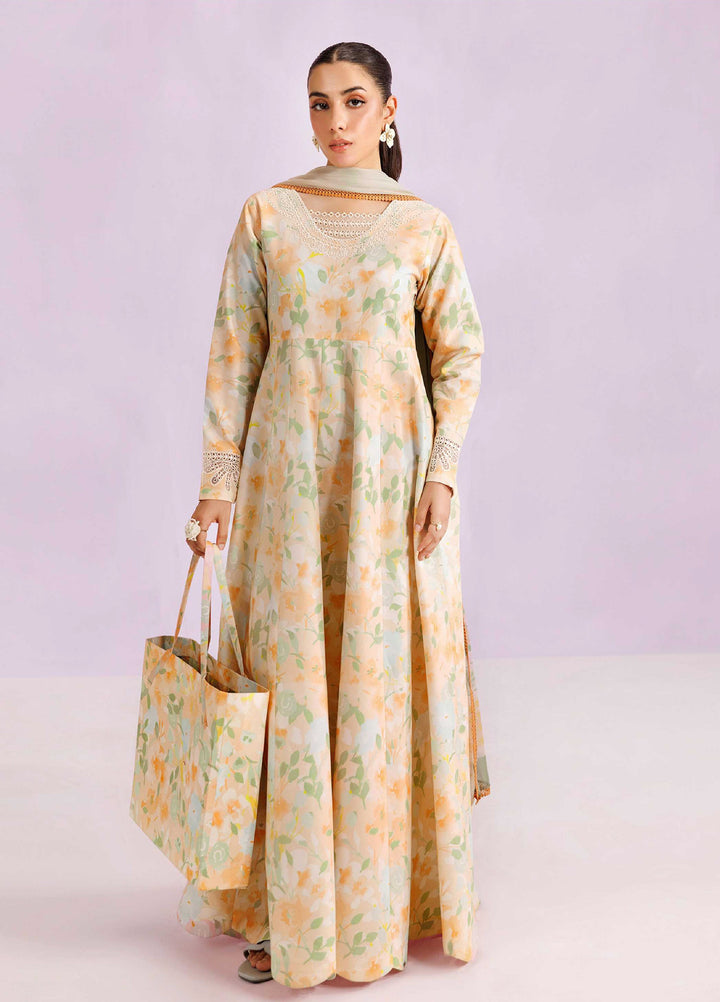 Farasha Unstitched Embroidered Lawn 3 Piece Suit FSH26UL D-4 Cream Sparkle - Summer Collection