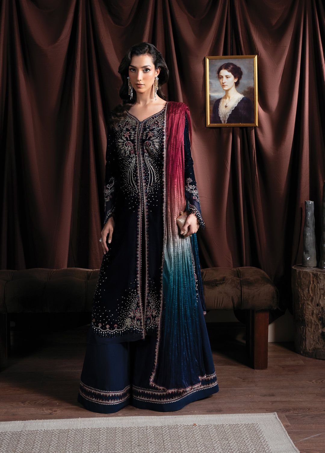 Solene By Faiza Faisal Embroidered Velvet Suits Unstitched 3 Piece FF25SV WS25-0446 - Festive Collection