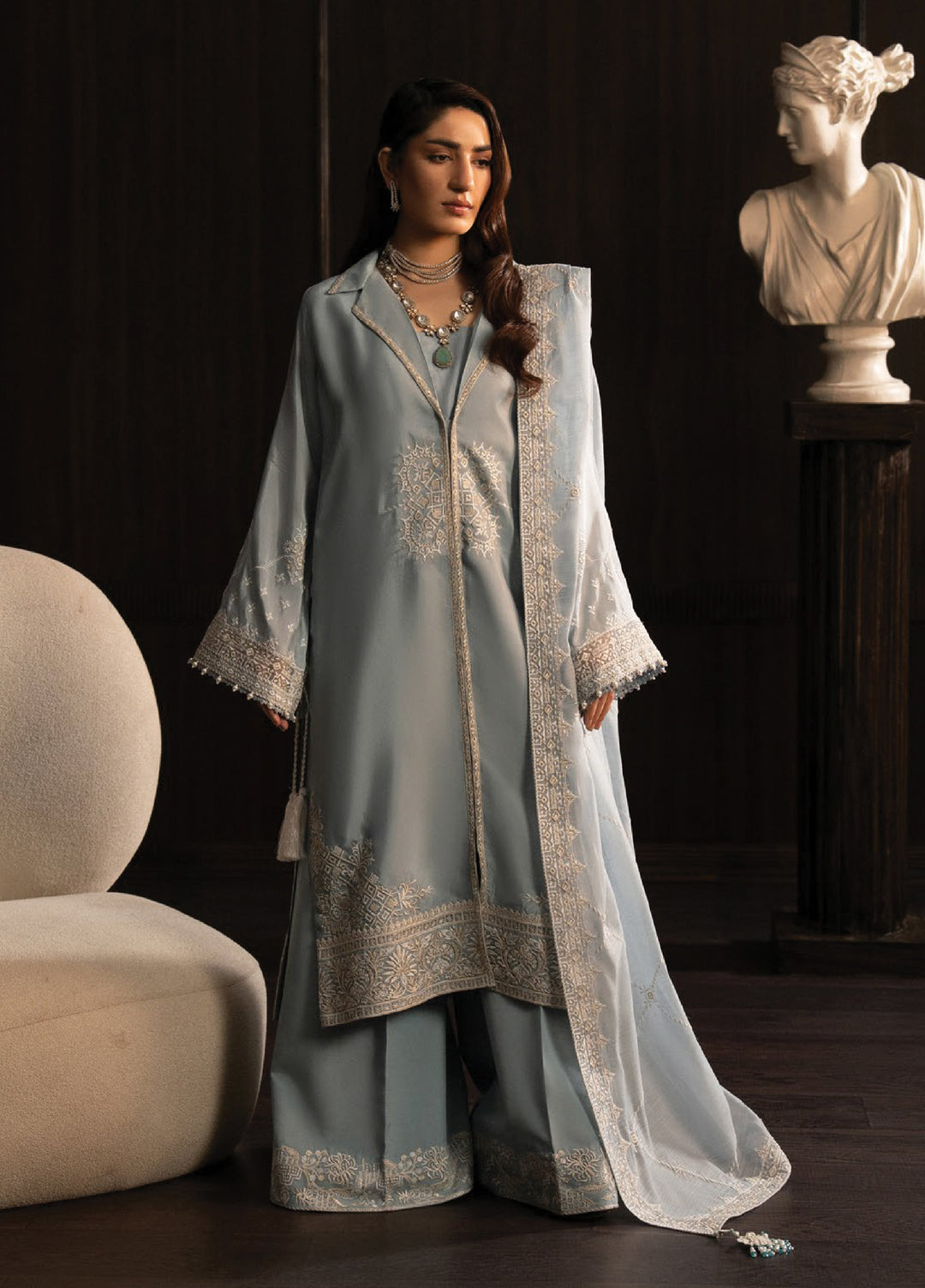 Lady by Aik Atelier Unstitched Tussar Silk Embroidered Suits 3 Piece AIK25L D-05 AIK25L - Festive Collection