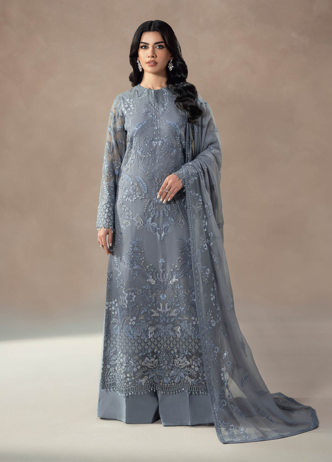 Afsanah by Lavish Premium Unstitched Chiffon Embroidered Suits 3 Piece LV25AC MOONLIT MIST-01 - Festive Collection
