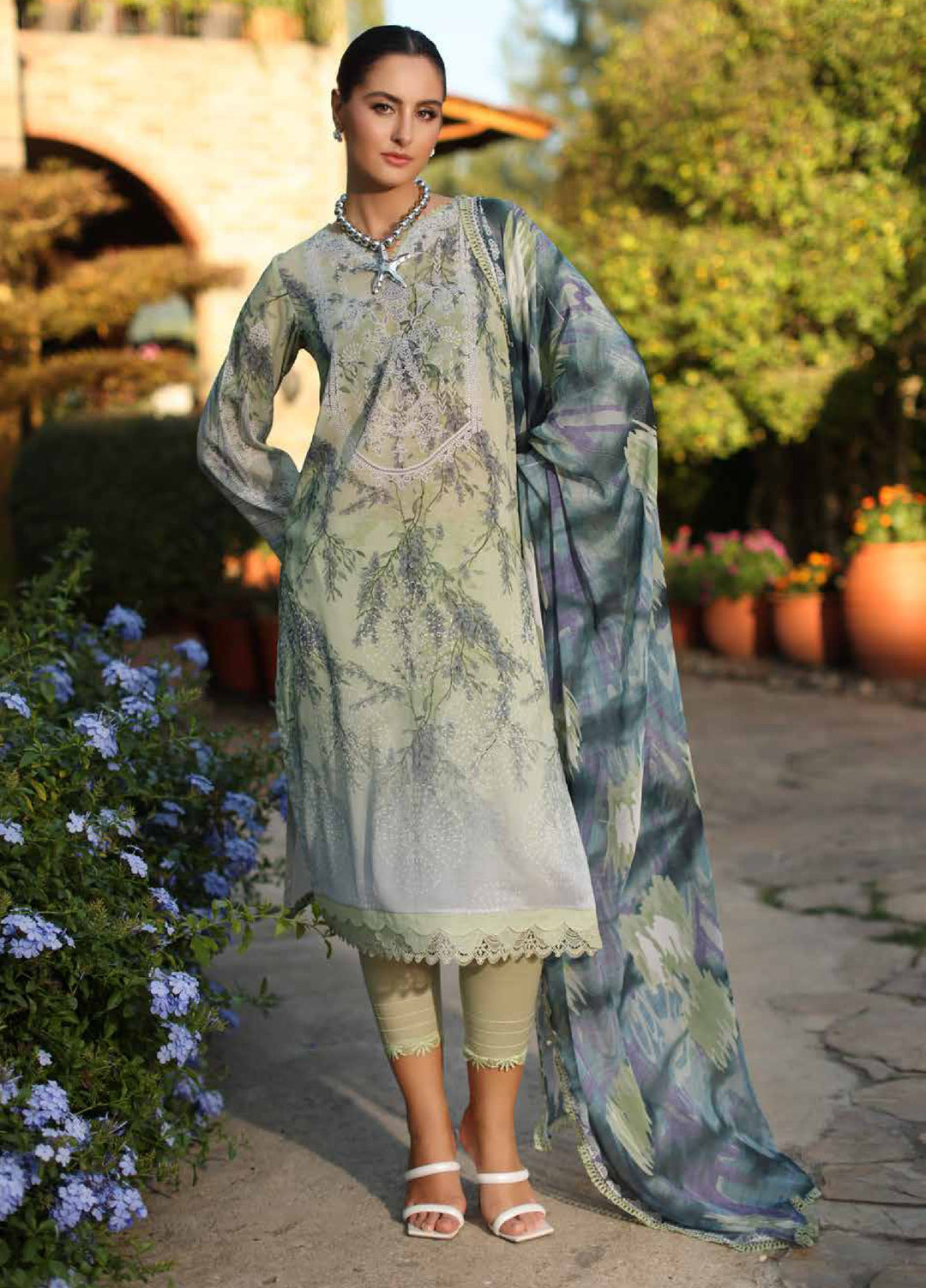 Signature Prints by Nureh Unstitched Embroidered Swiss Lawn 3 Piece Suit NU26SSL SP-195 - Festive Collection