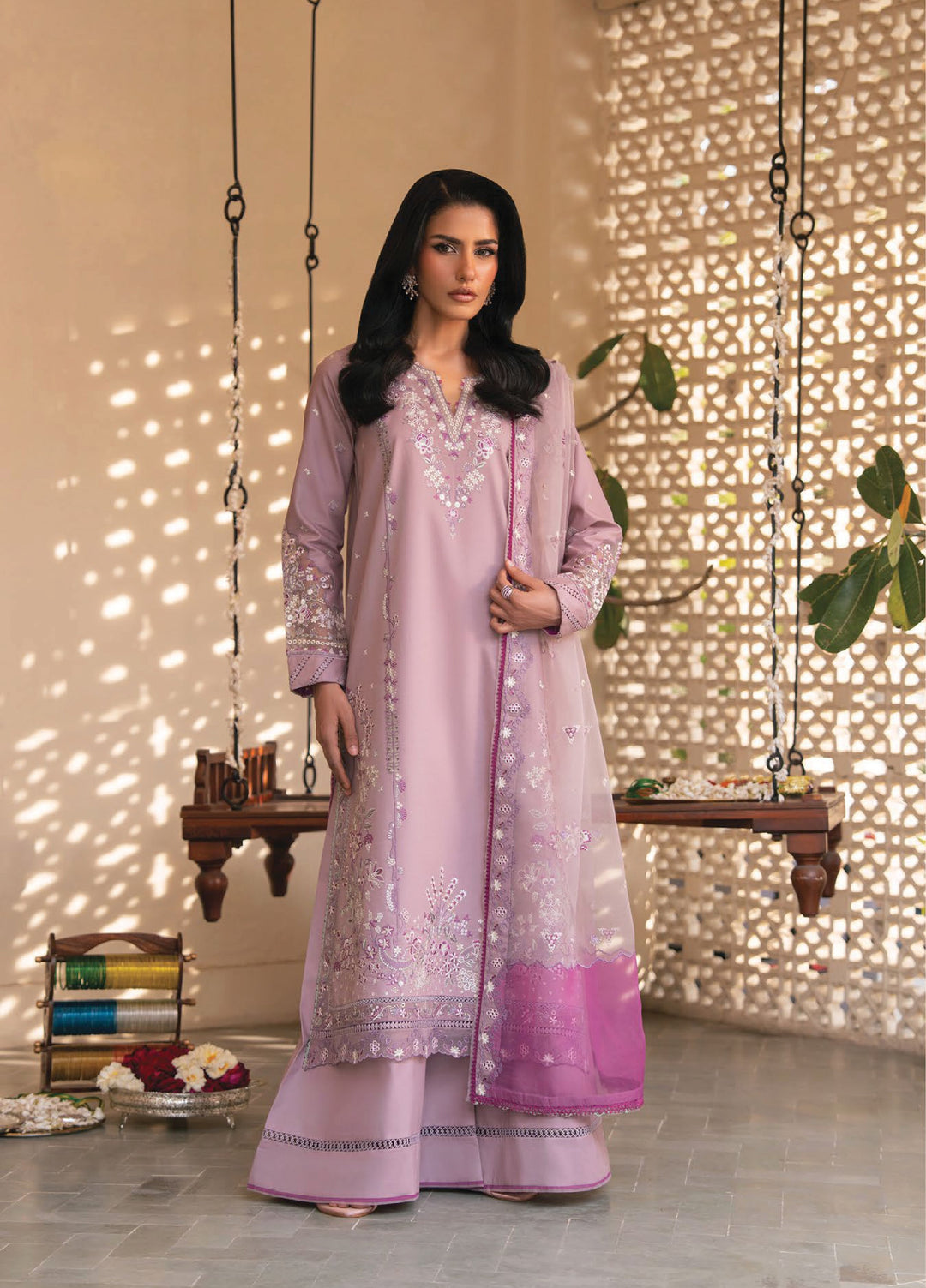 Lamhay by Seran Unstitched Embroidered Lawn 3 Piece Suit SN26ULL D10 Zaima - Eid Collection