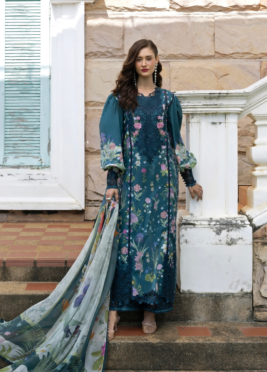 Signature by Elaf Premium Unstitched Embroidered Lawn 3 Piece Suit EL26USP ESA-5A OCEANA VEIL - Summer Collection