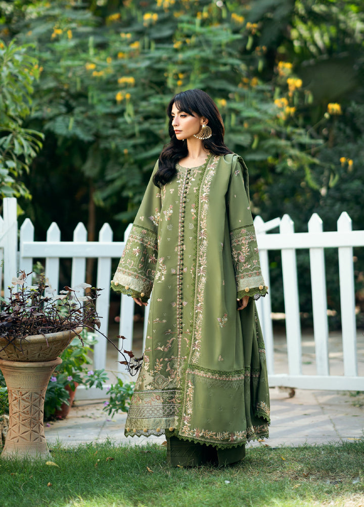 Florent Serenity Embroidered Woolen Shawls Unstitched Marina Twill Suits 3 Piece FL25WS FL-1A - Winter Collection
