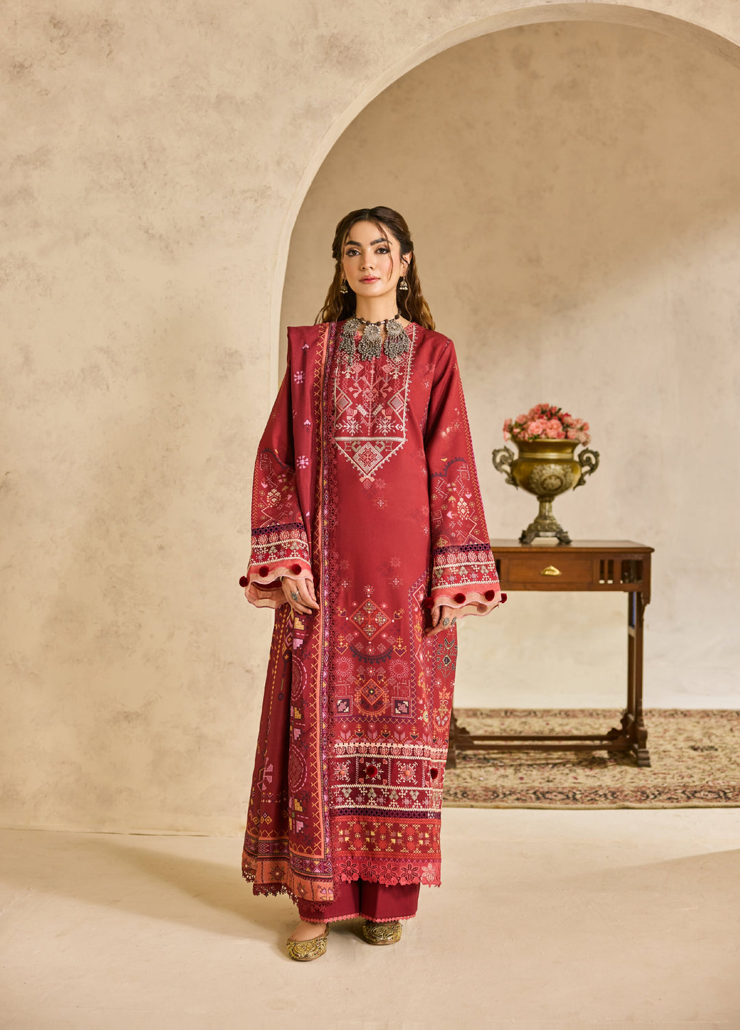 Zync by Florent One Nation Unstitched Khaddar Embroidered Suits 3 Piece FL25ON FL-4A - Winter Collection