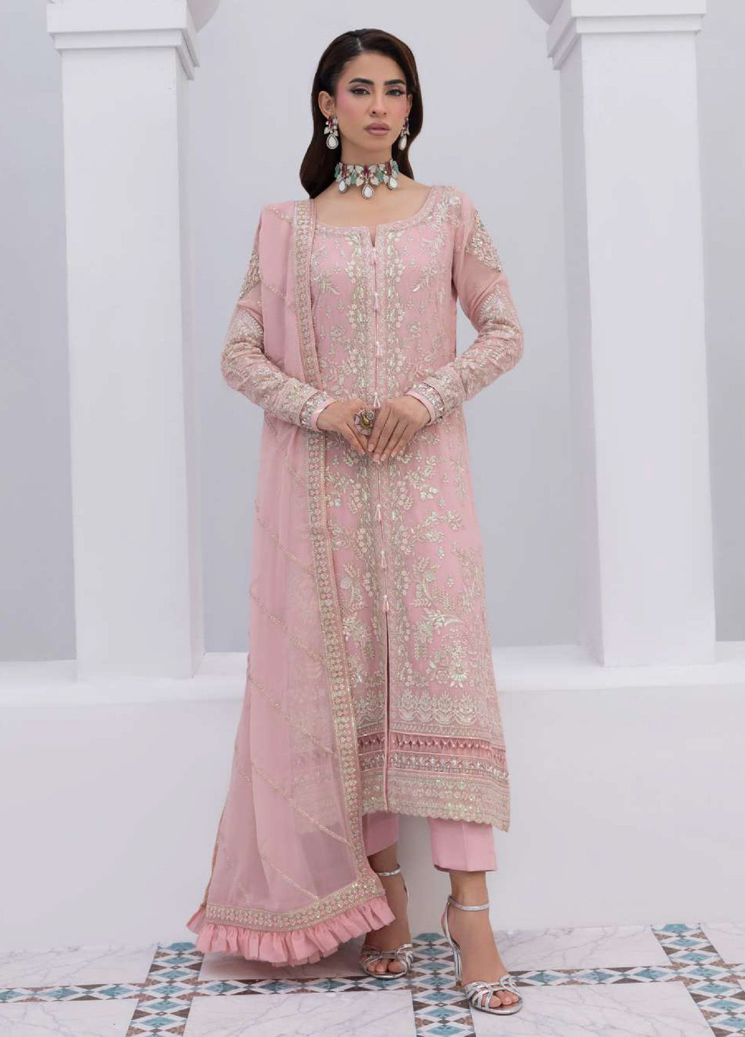 Maeri by Gulaal Unstitched Embroidered Chiffon 4 Piece Suit GL26UMC Perle D-44 - Festive Collection