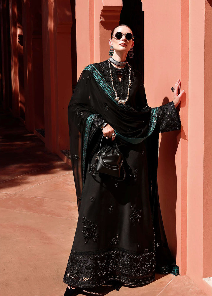 Nuvera Hemline by Mushq Unstitched Raw Silk Embroidered 3 Piece Suit MU26UNH D-7 Raveena - Festive Collection