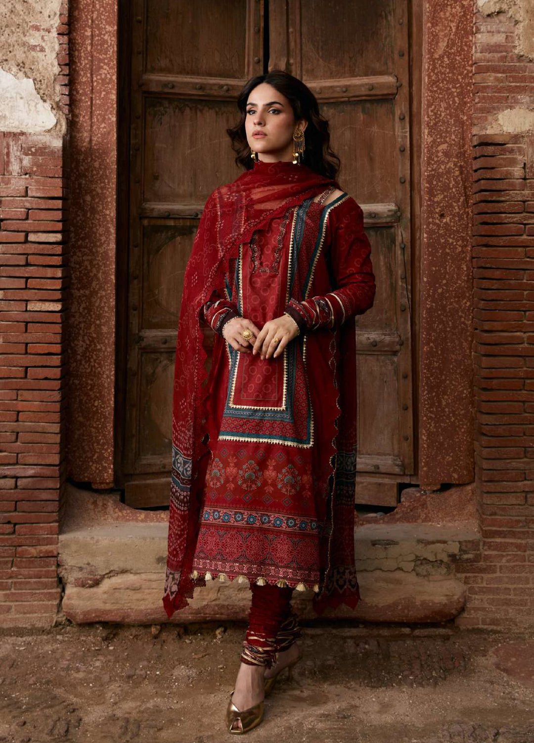 Angan by Kahf Unstitched Printed Lawn 3 Piece Suit KHF26ULA SURKH NOOR KPS-1A - Festive Collection