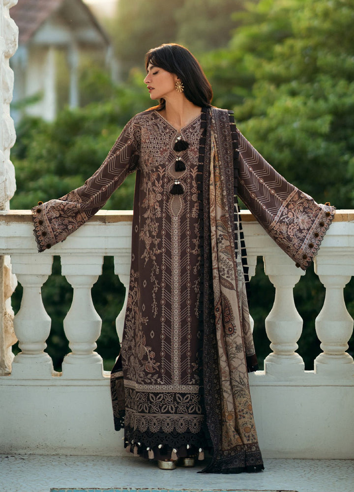 Florent Serenity Embroidered Woolen Shawls Unstitched Marina Twill Suits 3 Piece FL25WS FL-3B - Winter Collection