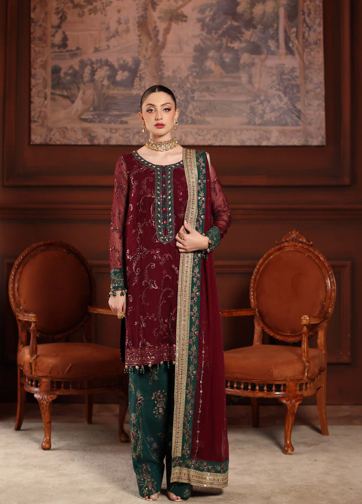 Alfaaz By Nureh Festive Unstitched Chiffon Embroidered 3 Piece Suits NU25AF NL-90 - Festive Collection