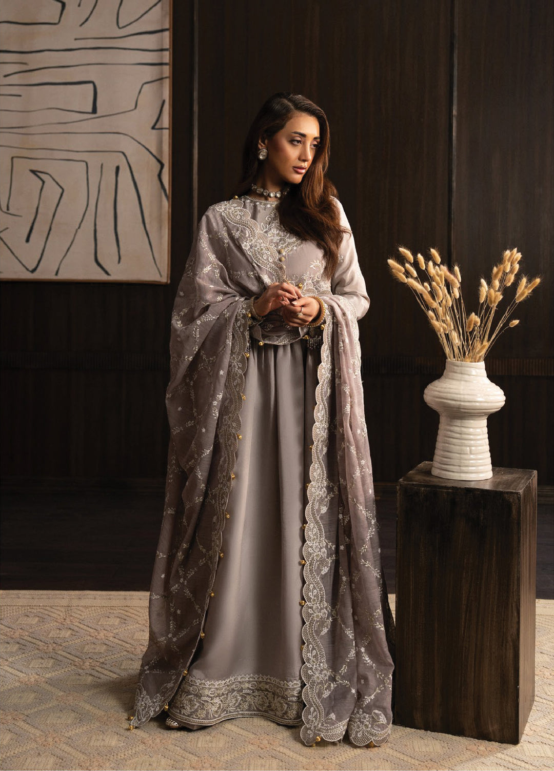 Lady by Aik Atelier Unstitched Tussar Silk Embroidered Suits 3 Piece AIK25L D-07 AIK25L - Festive Collection