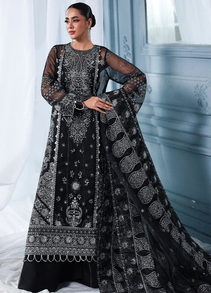 Zynoria by Saffron Unstitched Organza Embroidered Suits 3 Piece SFR25Z Onyx - Festive Collection
