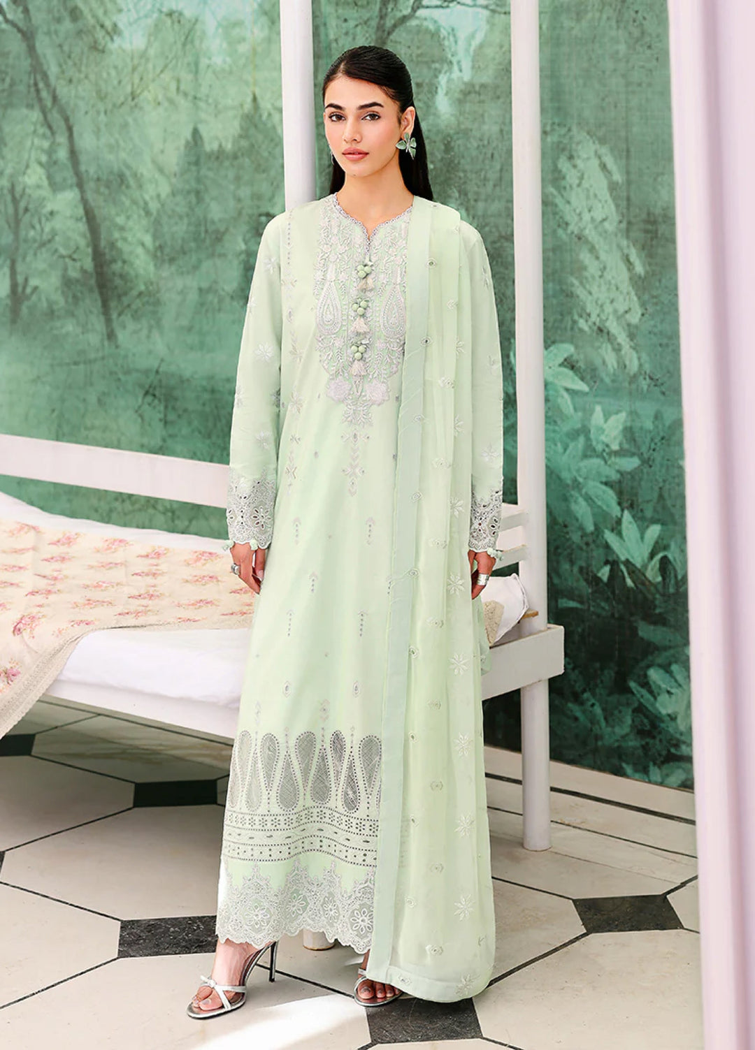 Veil of Summer by Roheenaz Unstitched Embroidered Luxury Lawn 3 Piece Suit RN26UVS 407 SERENE DUSK - Eid Collection