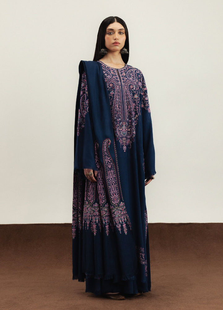 Zara Shahjahan Unstitched Winter Marina Embroidered Suits 3 Piece CZS25WC D3-Neelum - Winter Collection