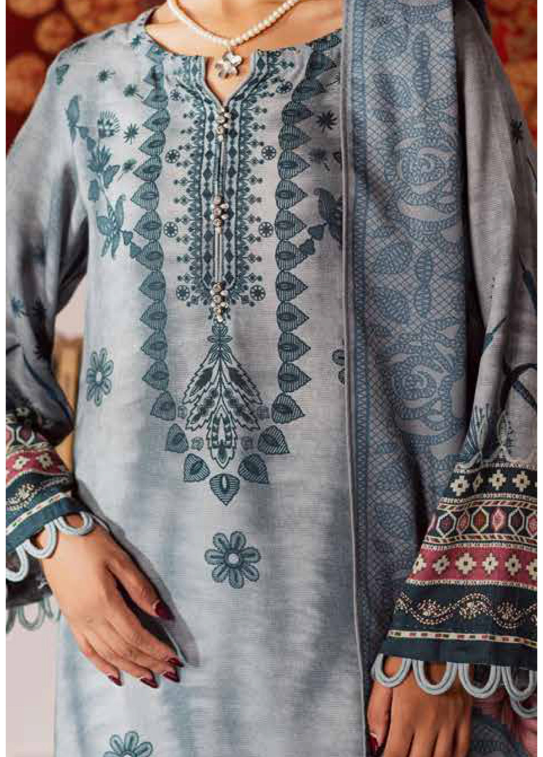 Signature Prints by Nureh Unstitched Linen Jacquard Suits 3 Piece NU25LJ SP-193 - Winter Collection