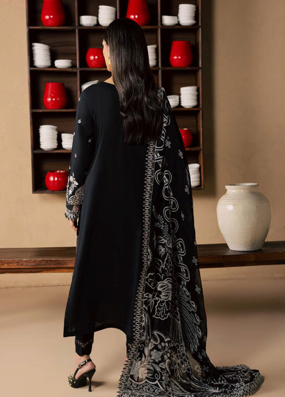 Koyal Monochrome by Nureh Unstitched Embroidered Lawn 3 Piece Suit NU26UKM NE-267 - Casual Collection