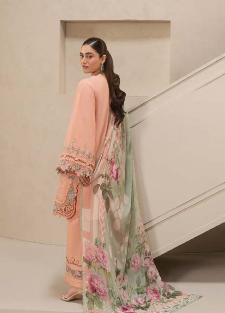 E-Craft by Elaf Unstitched Printed Lawn 3 Piece Suit EHC-3B Dustrose - Casual Collection
