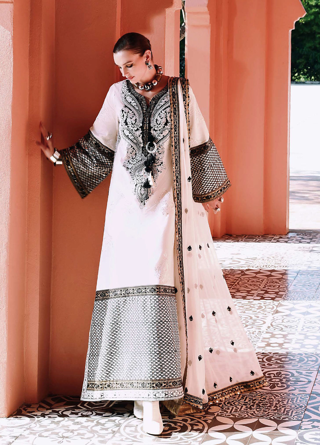 Nuvera Hemline by Mushq Unstitched Raw Silk Embroidered 3 Piece Suit MU26UNH D-2 Gillian - Festive Collection